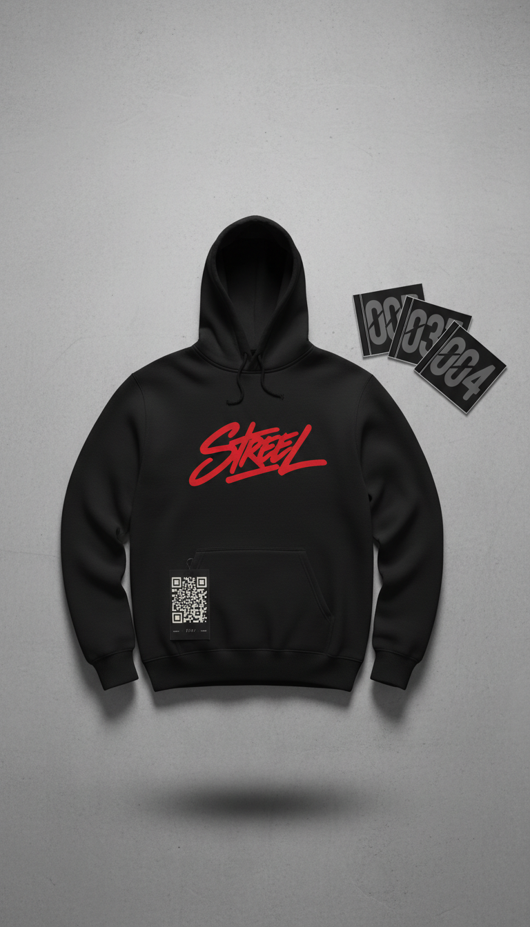 Asphalt Black Hoodie With QR Tag