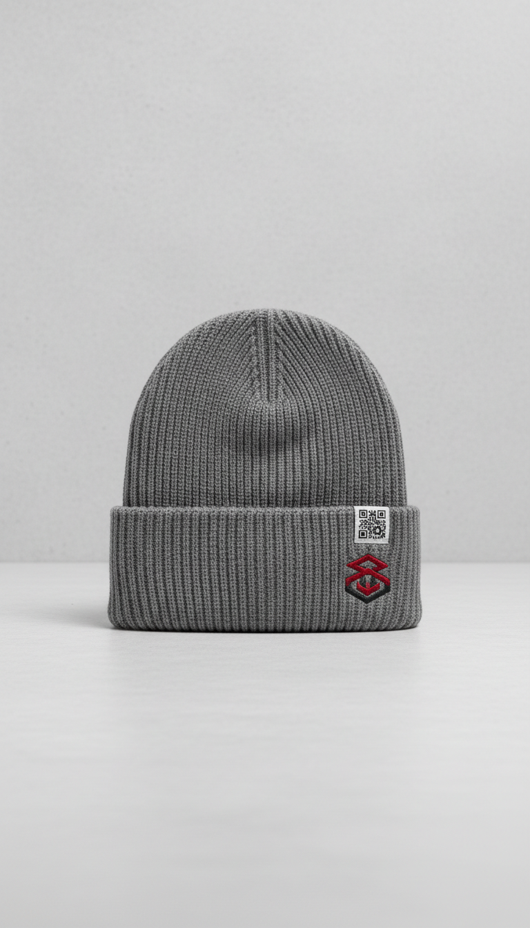 Heavyweight Concrete Gray Beanie With QR Code